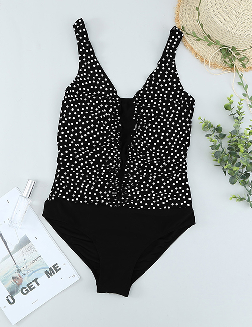 Fashion Black Polka Dot Print Swimsuit