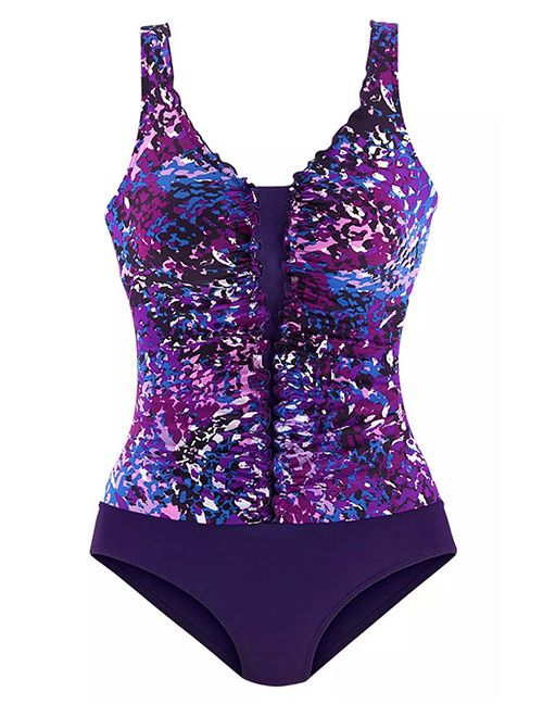 Fashion Purple Polka Dot Print Swimsuit