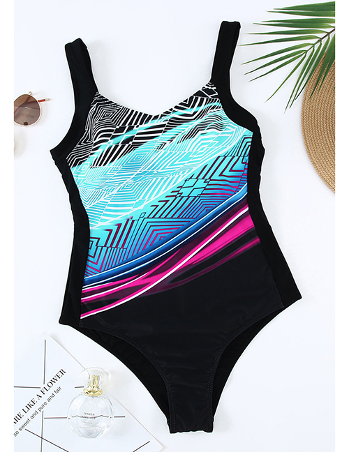 Fashion Light Blue Polyester Triangle One Piece Swimsuit