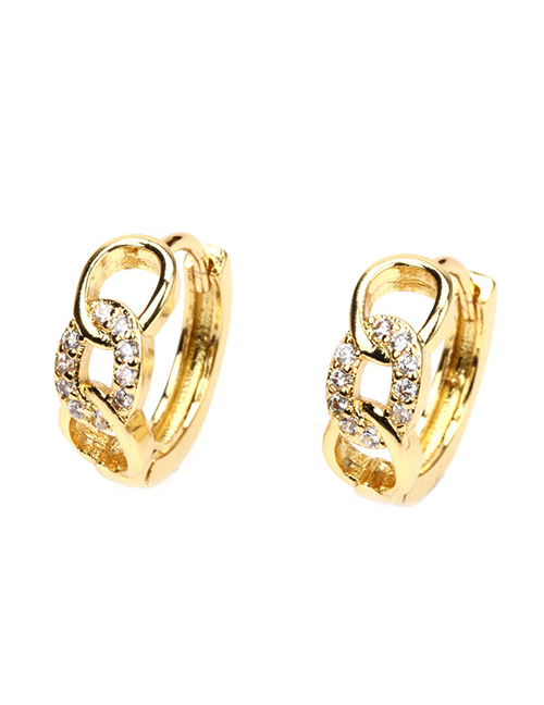 Fashion Gold Color Brass Diamond Chain Earrings