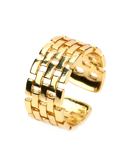 Fashion Gold Color Brass Gold Plated Strap Open Ring