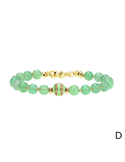 Fashion Green Dongling Semiprecious Onyx Gold Beaded Bracelet