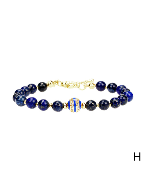 Fashion Blue Gold Color Semiprecious Onyx Gold Beaded Bracelet