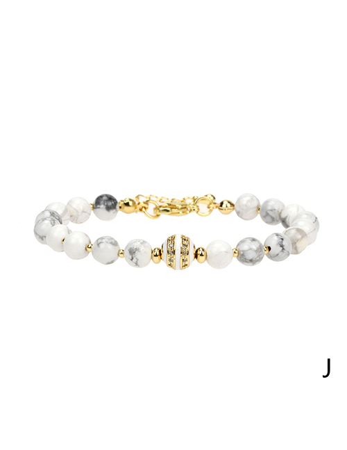 Fashion White Pine Semiprecious Onyx Gold Beaded Bracelet