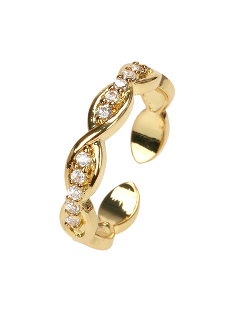Fashion Gold Color Bronze Diamond Figure 8 Open Ring
