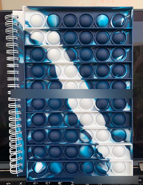 Fashion Dark Blue And White #6 Silicone Press Bubble Notebook