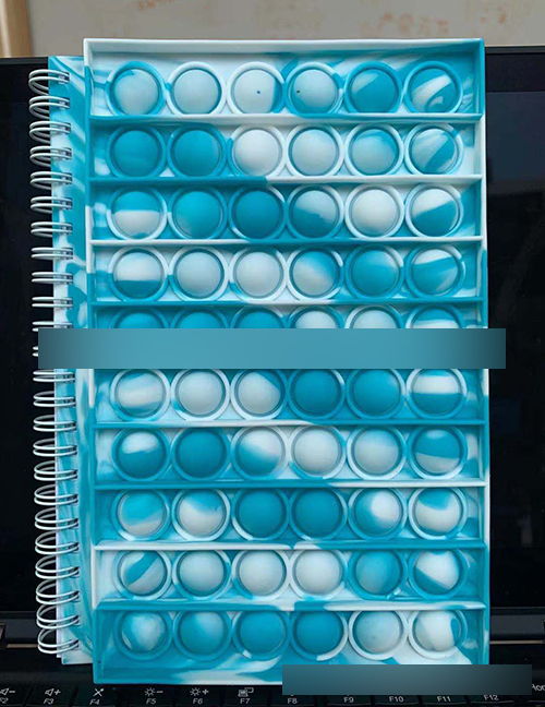 Fashion Light Blue And White #7 Silicone Press Bubble Notebook