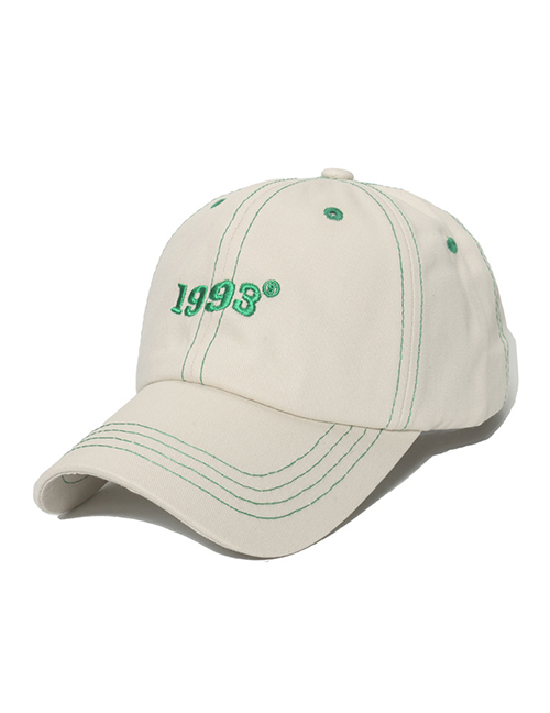 Fashion Beige Cotton Number Embroidered Baseball Cap