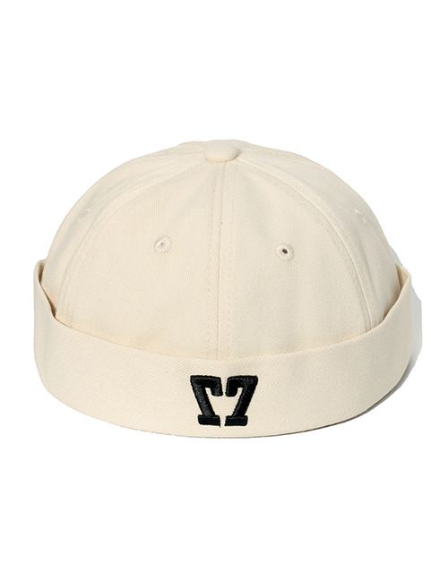 Fashion Beige Cotton Letter Embroidered Landlord Hat