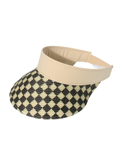 Fashion F Checkerboard Stitching Large-brimmed Sun Hat