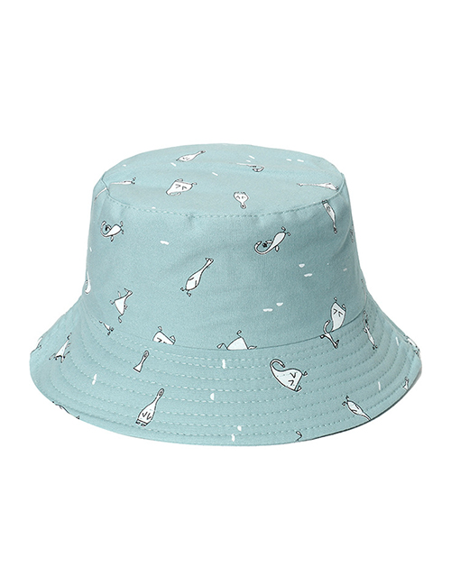 Fashion Mint Green Cotton Duck Print Bucket Hat