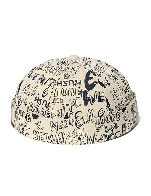 Fashion Beige Cotton Alphabet Graffiti Landlord Hat