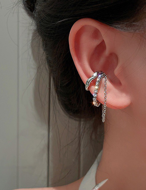 Fashion 12# Ear Bone Clip. Silver Color Alloy Diamond Geometric Ear Clip