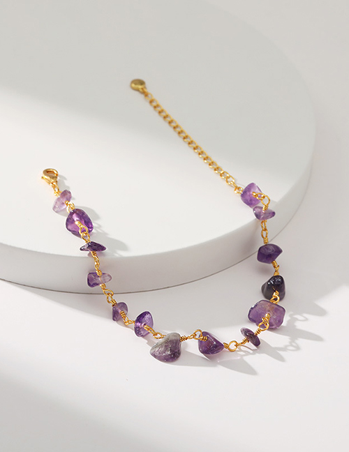 Fashion Purple Copper Gold Plated Irregular Crystal Bracelet