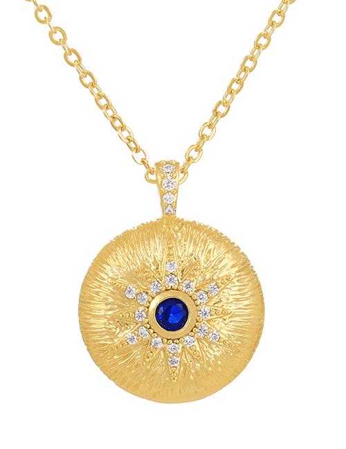 Fashion Gold Bronze Zircon Round Pendant Necklace