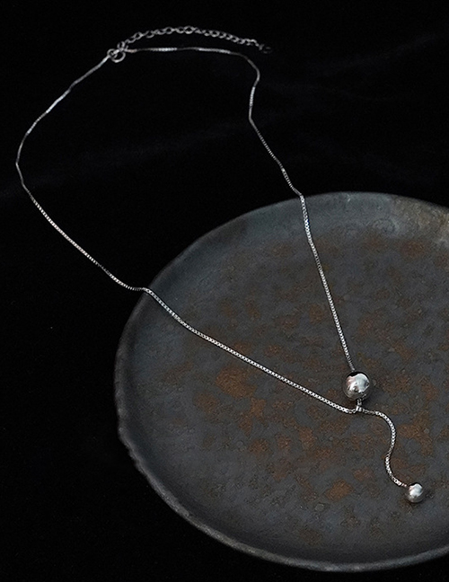Fashion Silver Solid Copper Geometric Ball Necklace