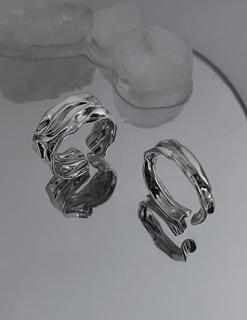 Fashion Ring - Silver Color (set Of Two) Irregular Geometric Open Ring Set