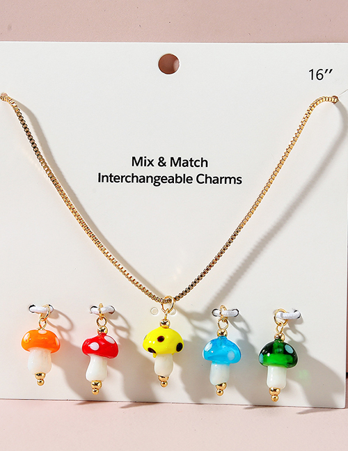 Fashion Color Alloy Glass Mushroom Necklace Set