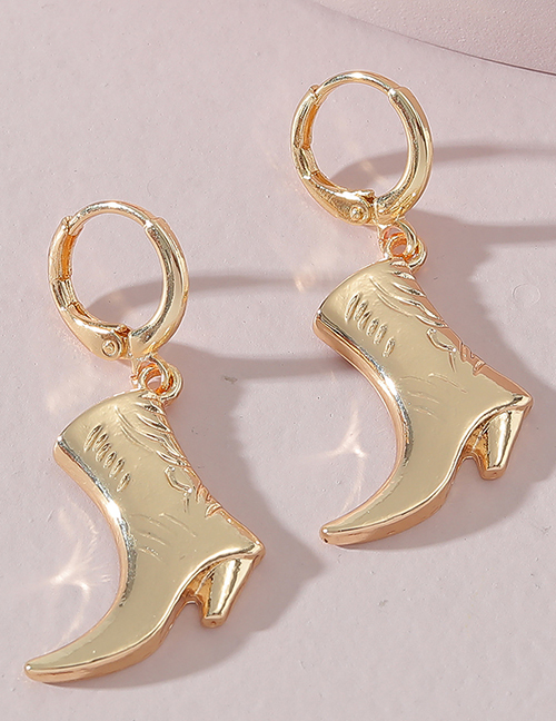 Fashion Gold Color Metal Boot Earrings