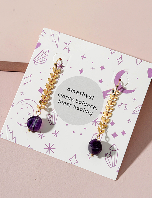 Fashion Purple Amethyst V Chain Earrings