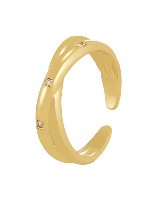 Fashion White Copper Set Zircon Cross Ring