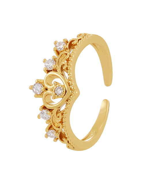 Fashion Gold Bronze Zircon Crown Ring