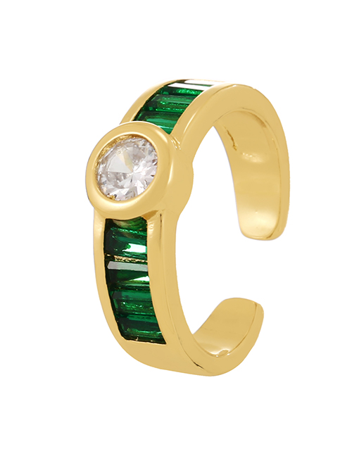 Fashion Green Bronze Zircon Round Ring