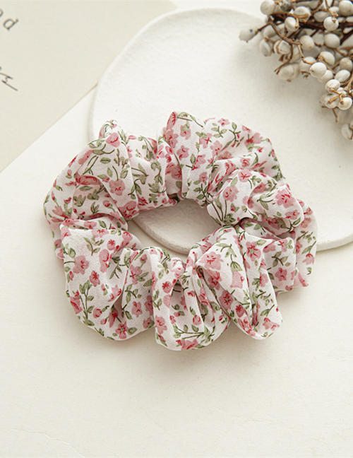 Fashion Chiffon Floral Pink Floral Tie-dye Pleated Hair Tie