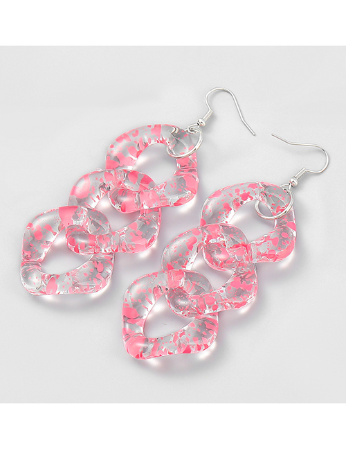 Fashion Pink Resin Chain Drop Earrings