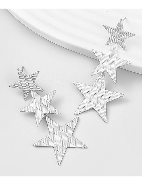 Fashion Silver Alloy Geometric Pentagram Stud Earrings