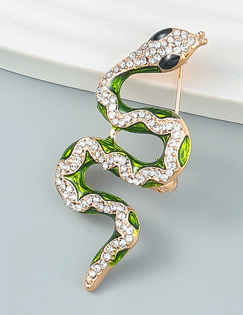Fashion Snake Alloy Oil Drip Diamond Snake Brooch