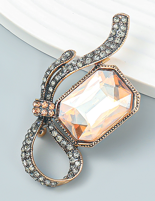 Fashion Gold Alloy Diamond Geometric Brooch
