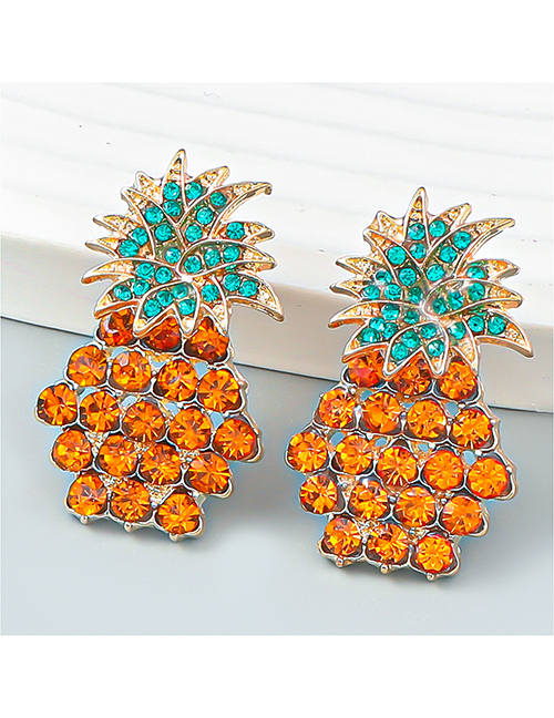 Fashion Pineapple Alloy Diamond Pineapple Stud Earrings