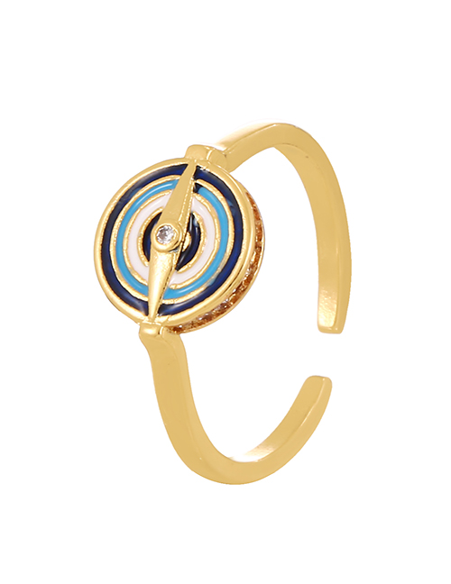 Fashion Gold-2 Bronze Zircon Drip Oil Compass Ring