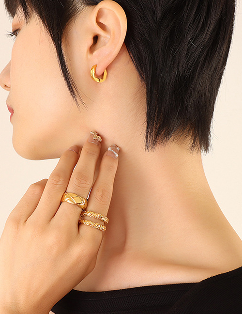 Fashion F626-gold Coloren Small Half Circle Earrings Titanium Gold Plated Geometric Earrings