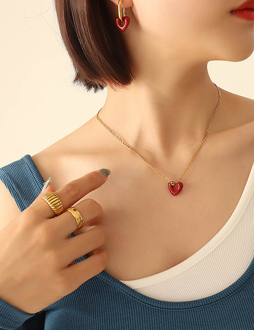 Fashion Gold Color Necklace-42+5cm Titanium Steel Open Heart Necklace