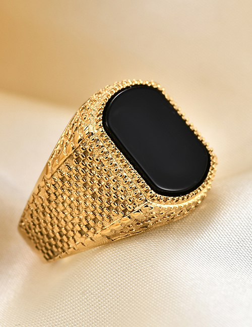 Fashion Gold Coloren 12 Titanium Serpentine Set Glass Ring