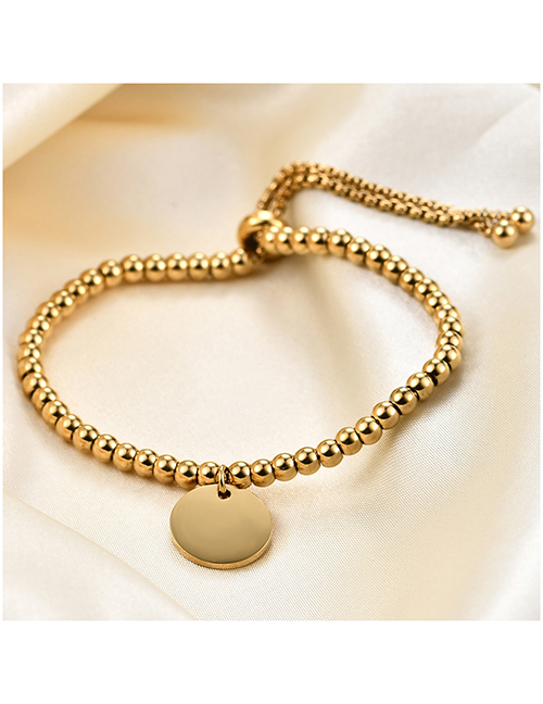 Fashion Gold Color Titanium Geometric Beaded Medal Bracelet