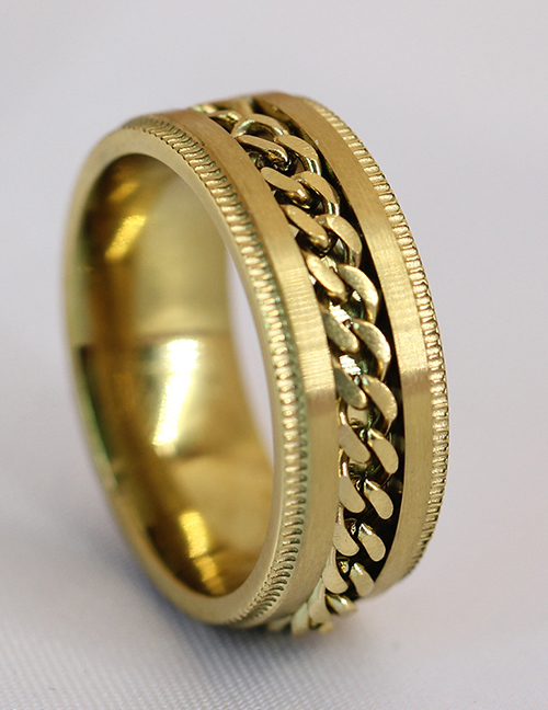 Fashion Gold Color 12 Titanium Steel Chain Ring