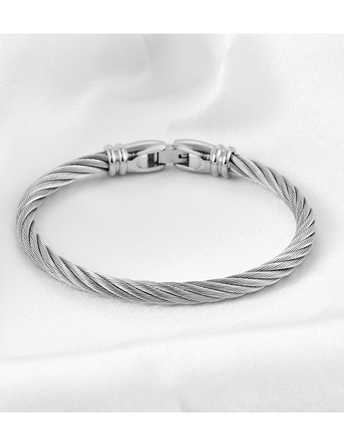 Fashion Steel Color Titanium Cable Cord Buckle Bracelet