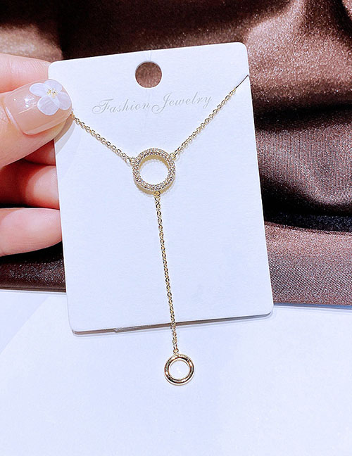 Fashion Gold Color Bronze Diamond Ring Necklace