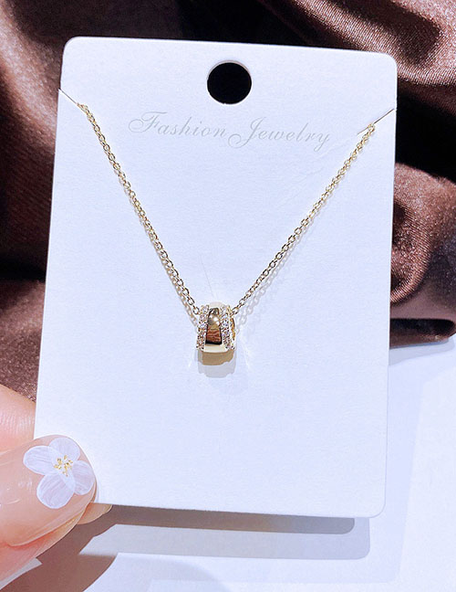 Fashion Gold Color Bronze Zirconium Transfer Bead Necklace