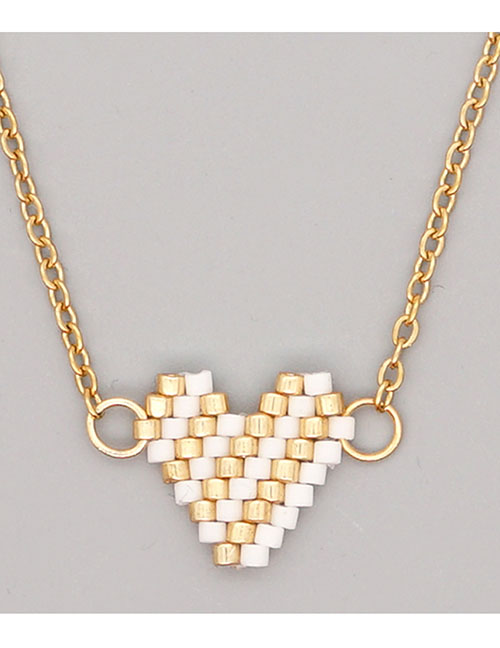 Fashion 3# Rice Bead Braided Heart Necklace