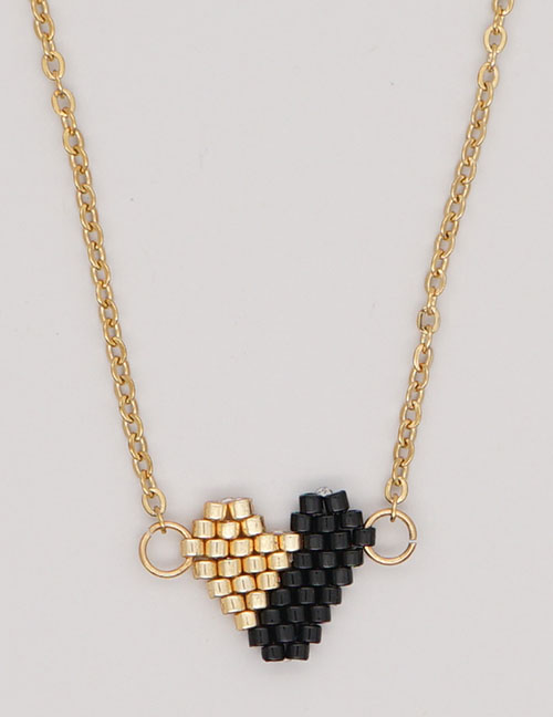 Fashion 7# Rice Bead Braided Heart Necklace