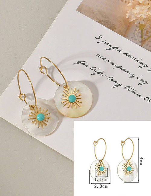 Fashion Olbe267 Stainless Steel Turquoise Geometric Earrings