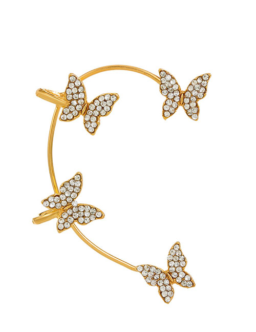Fashion 04 Gold Coloren Right 4642 Alloy Diamond Butterfly Ear Cuff
