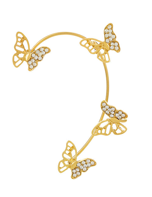 Fashion 19 Gold Color E Section Left Alloy Diamond Butterfly Ear Cuff