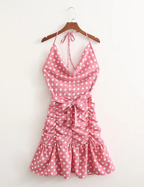 Fashion Polka Dots Geometric Polka Dot Print Drop Neck Tie Mermaid Dress