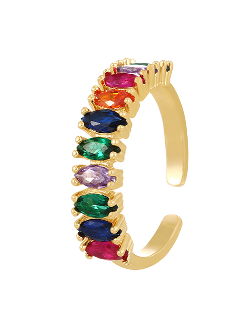 Fashion Color-2 Copper Set Zircon Geometric Ring
