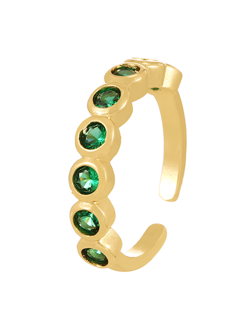 Fashion Green-3 Bronze Zircon Round Ring